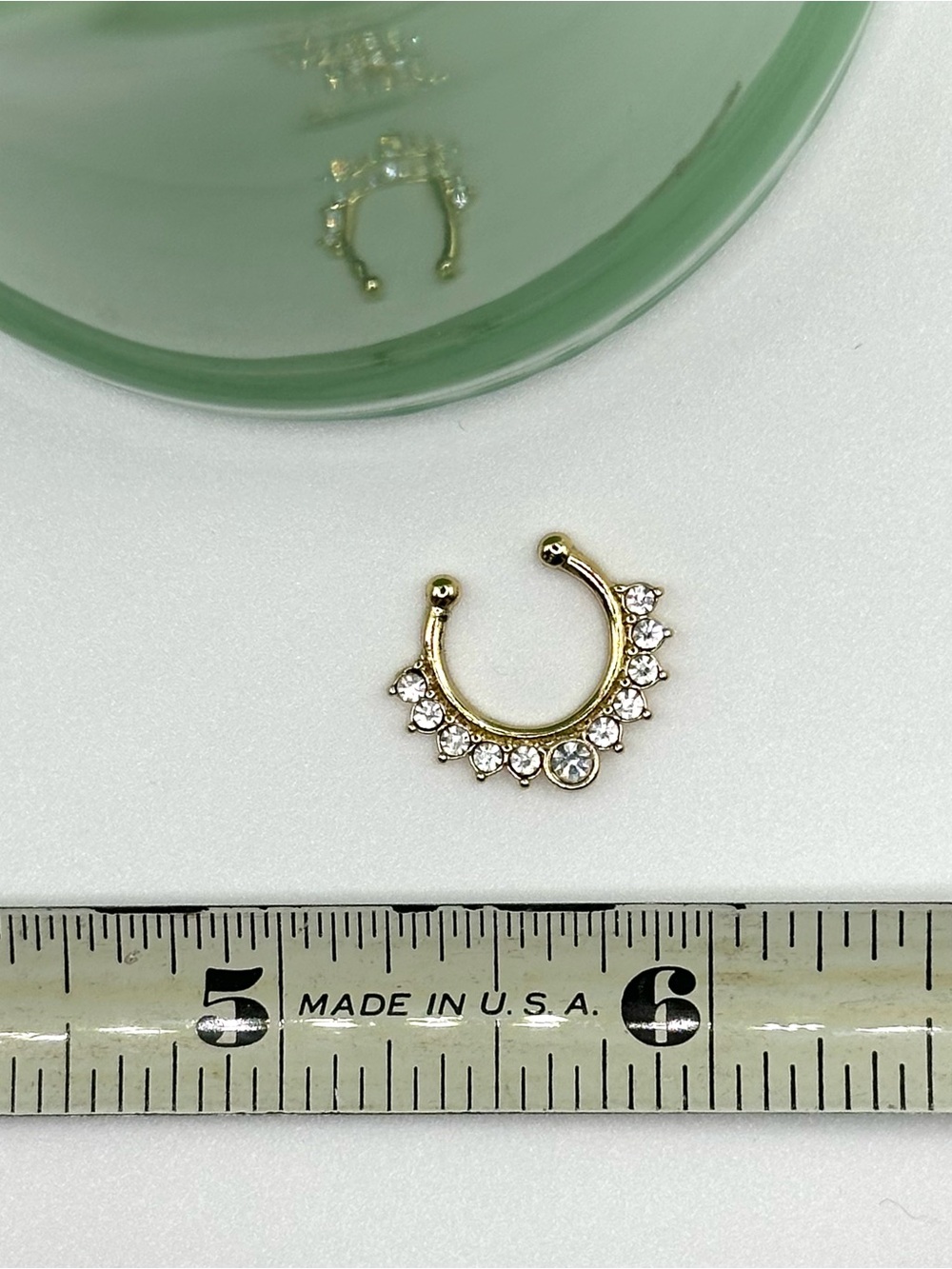 10mm Fake Septum Nose Hoop Ring Clear CZ Faux Non Pierced Nose Septum Ring Clip